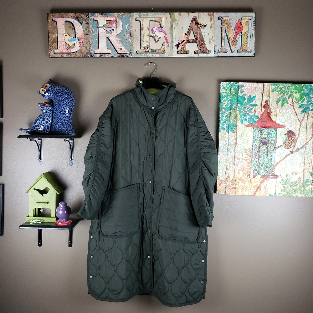Lou & Grey NEW REVERSIBLE quilted trench coat parka large